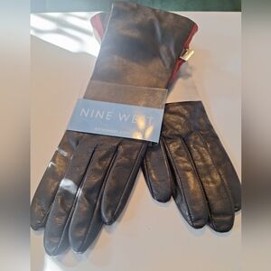 Nine West Black and Red Leather Gloves